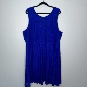 Torrid Women’s Blue Lace Skater Swing Dress Lined Sleeveless Size 26